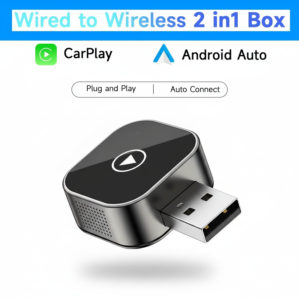 New 2-in-1 Wireless CarPlay Dongle Wireless Android Auto Adapter AI Smart Box Car Smart System Car Wired Box